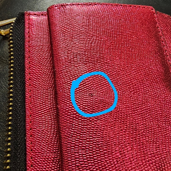 Lodis Metallic Hot Pink Leather Clutch Wallet Minor Callouts See Pics - Picture 15 of 16